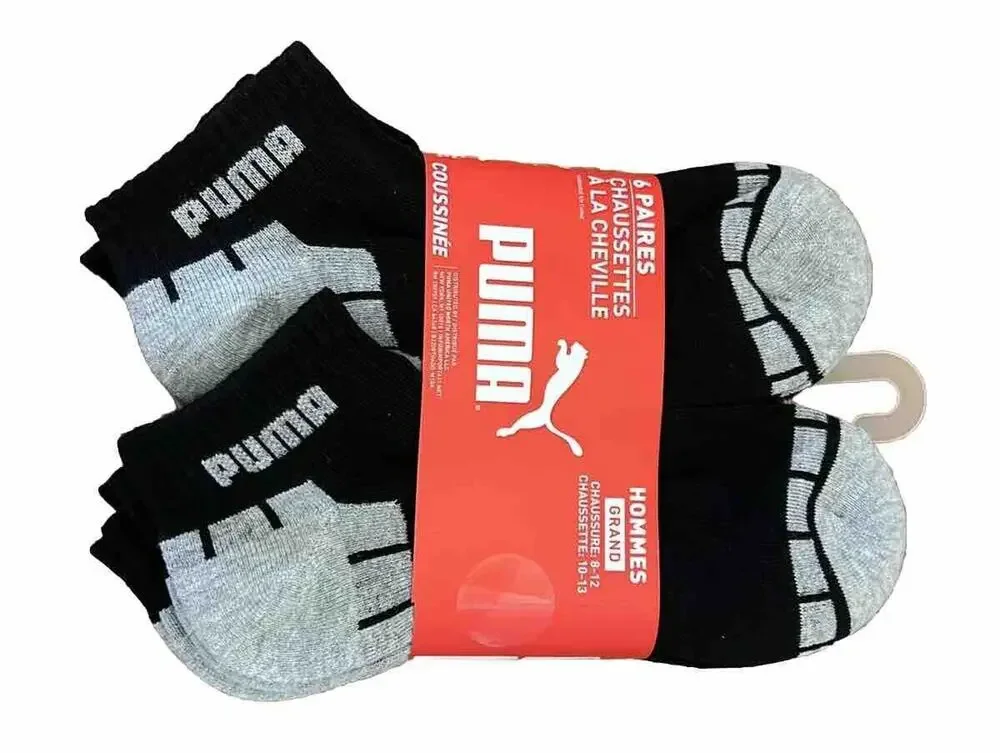 Puma Men's Socks Cushioned Quarter Crew Soft Large 10-13 (6-Pack) NEW